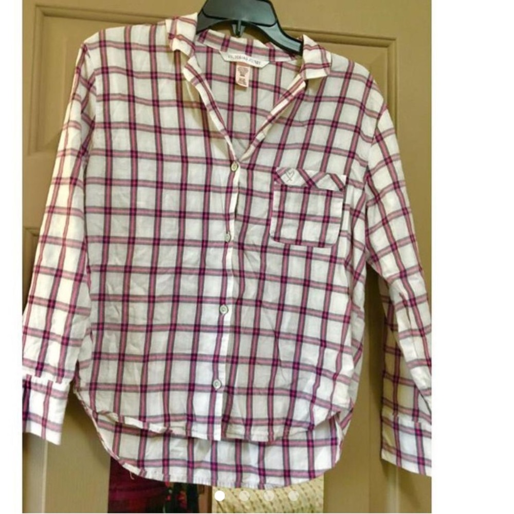 White/Pink/Silver Glittery Victorias Secret Pajama Top